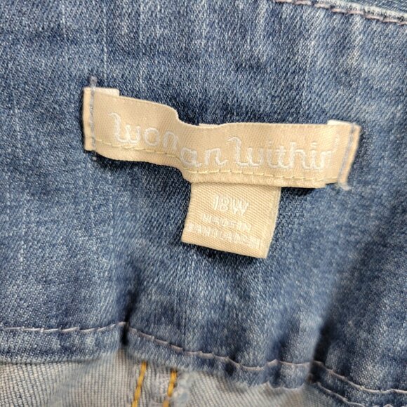 Woman Within Jeans 18W Plus Medium Wash Blue Straight Leg Pull On SL74E - Picture 8 of 10